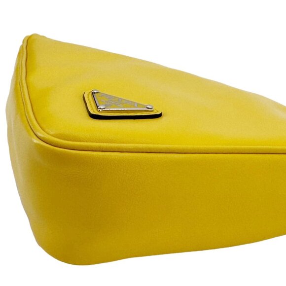 Prada  Triangle Leather Clutch Yellow - Picture 7 of 13
